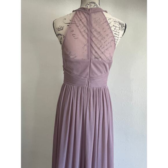 Mauve Cindy Collection USA Chiffon Halter Neck Gown Size M - Picture 4 of 8